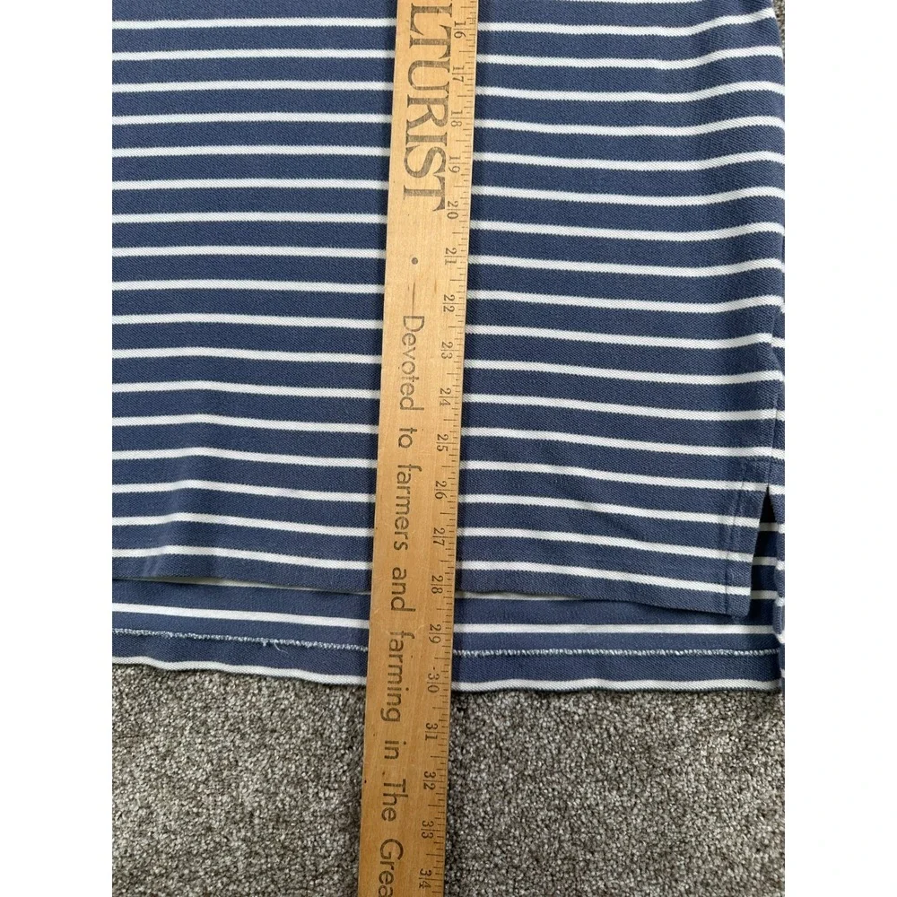 Polo Ralph Lauren Men XXL Blue/Grey Striped Short Sleeve Polo Yellow Pony Cotton